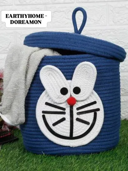 This Doraemon-themed rope basket is great for storing toys or clothes. The classic blue color and recognizable character face make it an instant hit.