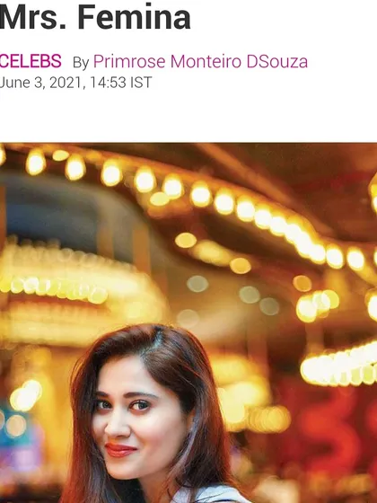 The online article announcing my win as Mrs. Femina. This digital feature helped share my story with a wider audience and was a proud moment for me.