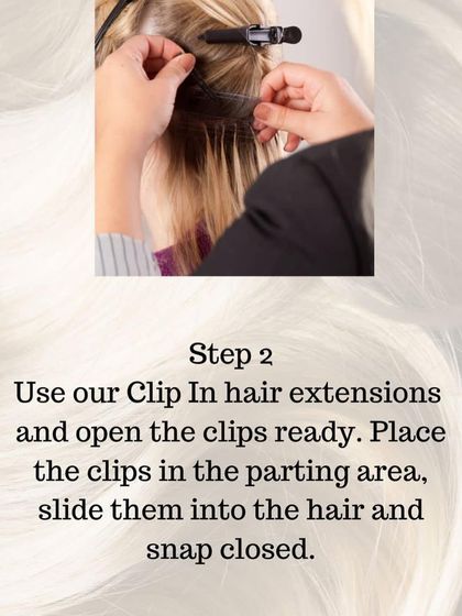 Step 2: Open the clips on your extension weft, slide them into the parted section of your hair, and snap them closed for a secure fit.