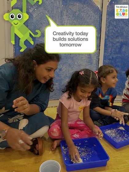 We believe that the creativity nurtured today builds the solutions of tomorrow. Here, children are engaged in a messy play activity, learning about textures and cause-and-effect while working alongside their peers and our instructors.