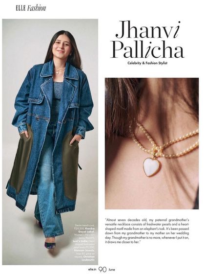 The final printed page in ELLE India for this denim look. The makeup is natural and enhances her features without looking heavy.