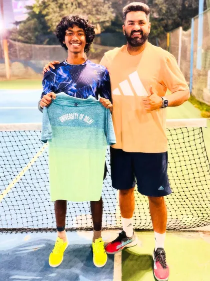 It is always a proud moment to see our players represent prestigious institutions. Here is Piyush Priyadarshi holding his University of Delhi team jersey before competing in the Inter University Tennis Tournament.