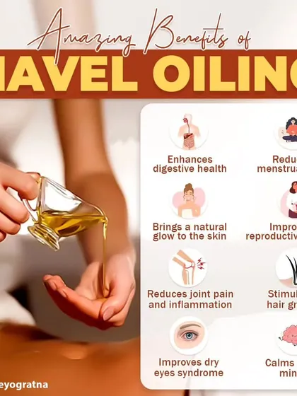 Navel oiling, or Nabhi Chikitsa, is a simple yet profound Ayurvedic practice I recommend. Applying oil to the navel can aid digestion, improve skin health, and calm the mind. It's a small daily ritual with big benefits for your well-being.