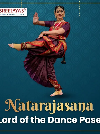 Natarajasana, the Lord of the Dance Pose. A beautiful graphic showcasing this significant and graceful posture.
