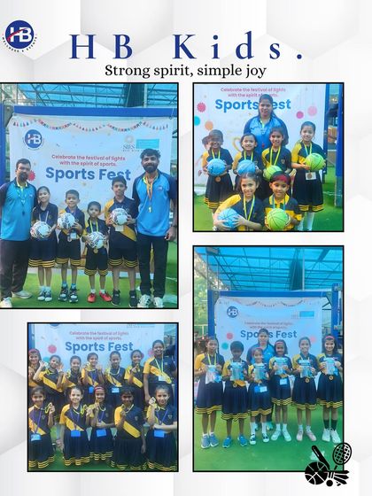 Young athletes at our HB School Sports Fest 2025. We organize large-scale sports festivals that celebrate teamwork, energy, and the simple joy of sports.