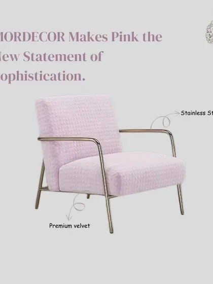 Pink is the new statement of sophistication. Our Bliss Arm Chair combines premium velvet with a stainless steel frame for a look that is both elegant and contemporary.