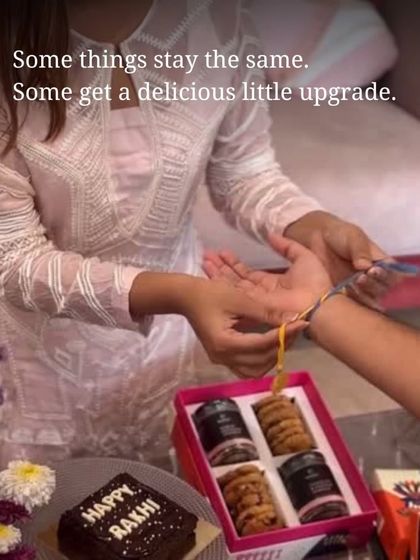 Some traditions get a delicious upgrade. This image captures a tender Rakhi moment, with our gourmet brownie cake and cookie box ready to be shared. It’s a sweet way to celebrate the sibling bond.