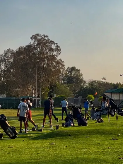 A beautiful, hazy afternoon on the range with a group of friends enjoying a round of practice.