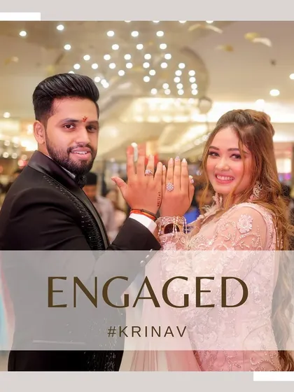 The classic "We're Engaged!" shot. The couple proudly shows off their rings, their smiles telling the whole story. It's a must-have memory from any ring ceremony.