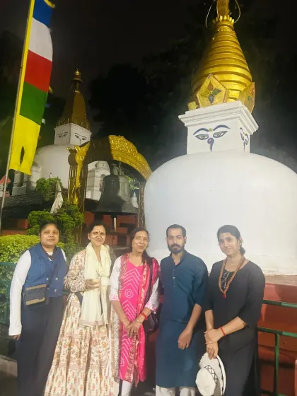 Our group of seekers at a smaller stupa near the main Bouddhanath complex. Every corner of this sacred site resonates with peace and devotion.