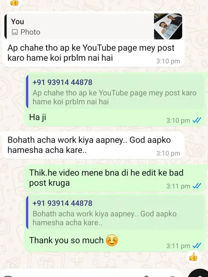"Bohath acha work kiya aapney.. God aapko hamesha acha kare.." It's blessings and feedback like this from clients that keep me going.