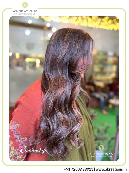 A beautiful example of our custom balayage service. We hand-painted these highlights to create a natural, sun-lit effect that blends seamlessly with the base color.