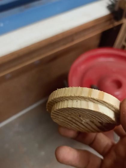 The finished lid for the turned box. You can see the tenon that will fit snugly into the body of the box.