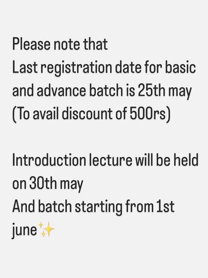 A quick note on the registration dates for my upcoming basic and advance batches. Enroll by 25th May to get a discount!