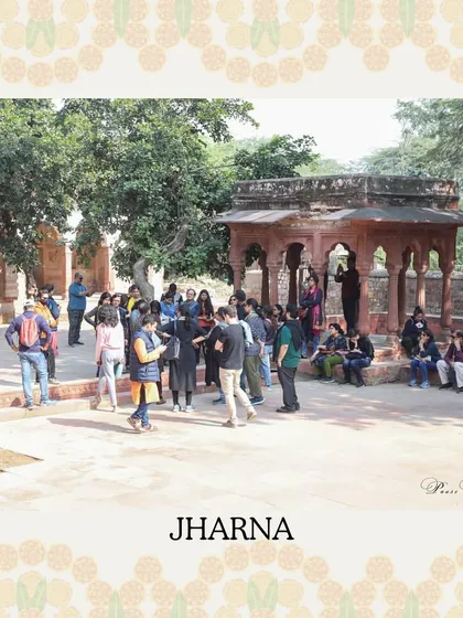 A group at the Jharna, a Mughal-era pleasure garden and waterfall in Mehrauli. This was the traditional starting point for the Sair festivities.