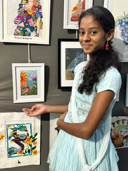 Congratulations to Saanvi from the 7th standard for achieving an 'A' grade in her grade exam. This is a wonderful example of the high-quality print work using oil colours that we prepare our students for.