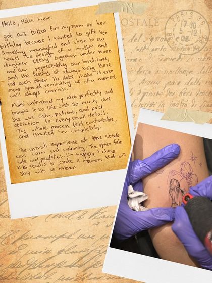 Hetvi's handwritten note about the mother-daughter tattoo she got as a birthday gift, a memory that will now stay with them forever.