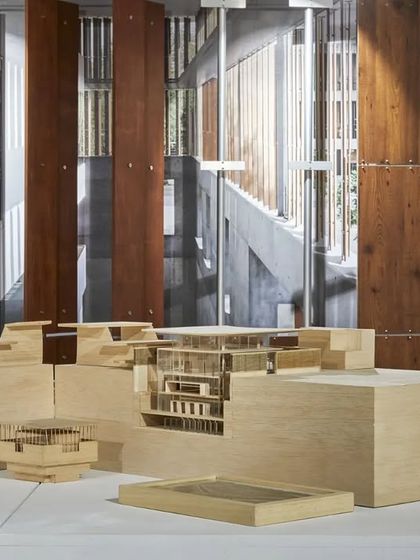 A collection of architectural models at various scales for the Lilavati Lalbhai Library. Physical models are an essential tool in our practice, allowing us to study everything from the building's overall form to the finest construction details.