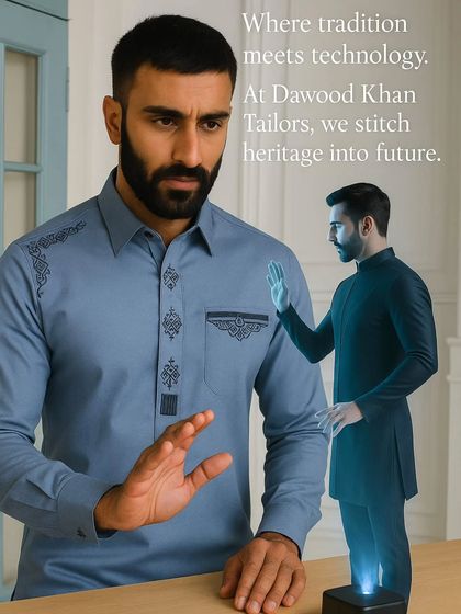 Where tradition meets technology. This image conceptualizes my process, blending timeless craftsmanship with a vision for the future of ethnic menswear.