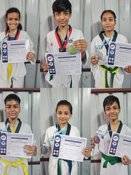 My students with their certificates and medals from the 5th Warrior's Taekwondo Championship.