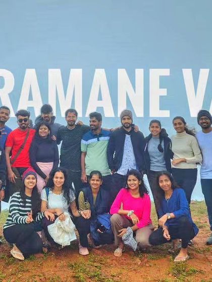 A group photo from our trip to Devaramane Valley, a hidden gem in the Chikmagalur region.