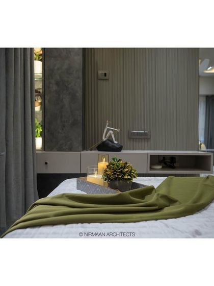 A detail shot from the master bedroom in the Duplex Project. We believe in creating beautiful moments, like this arrangement of candles and decor on the bedside table.