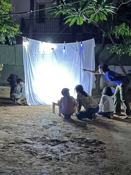 We set up a light sheet to attract moths for our nocturnal study session. This simple yet magical setup allows children to observe and document the winged beauties of the night, blending science with a sense of wonder.