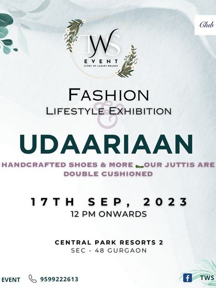 This graphic for 'Udaariaan' focuses on their key selling point: handcrafted, double-cushioned juttis and shoes.
