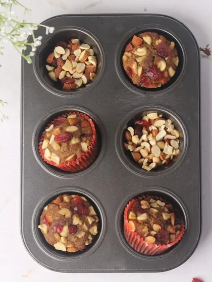 These cupcakes are packed with the goodness of oats, cranberries, and dry fruits. They are a guilt-free treat made without sugar or butter, perfect for a healthier dessert choice.