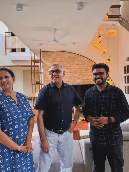 Our project architect with the proud homeowners on completion day. Every project is a team effort, and we love celebrating these moments together.