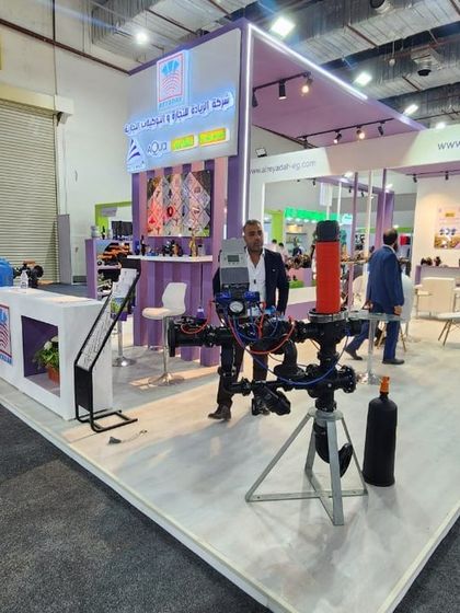 An automated valve and filter assembly showcased at the Sahara Expo. This highlights our expertise in creating integrated, smart irrigation systems.