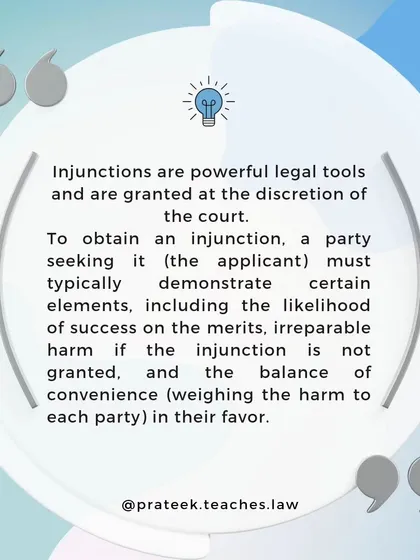 To obtain an injunction, an applicant must demonstrate a likelihood of success, the risk of irreparable harm, and that the balance of convenience is in their favor.