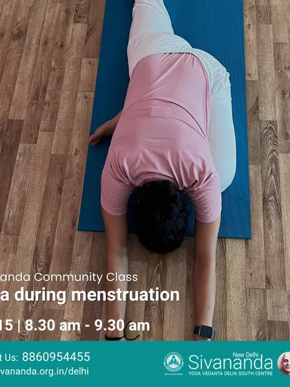 A workshop on yoga during menstruation. We guide women on which postures to practice and which to avoid during their cycle to help ease discomfort and balance hormones.