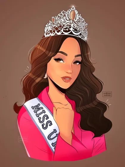 My stylized portrait of Miss Universe 2021, Harnaaz Sandhu. I love drawing inspirational figures and capturing their poise and beauty through digital illustration.