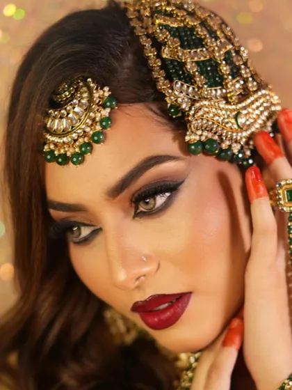 Another beautiful close-up against a sparkling background, showing the student's skill in creating a glamorous and photogenic look.