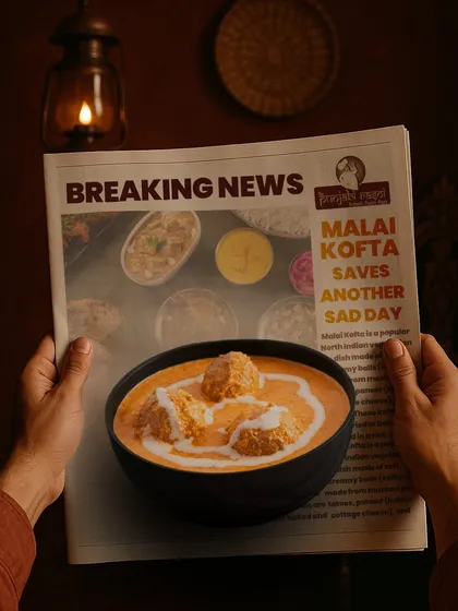 Our Malai Kofta is pure comfort in a bowl. We make soft koftas from paneer and potatoes and simmer them in a rich, creamy gravy made with cashews and tomatoes. It is a dish that can turn any day around.