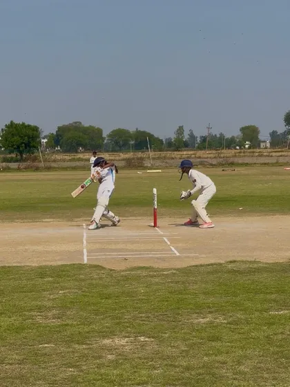 Captain Aditi playing a powerful shot during her fifty.