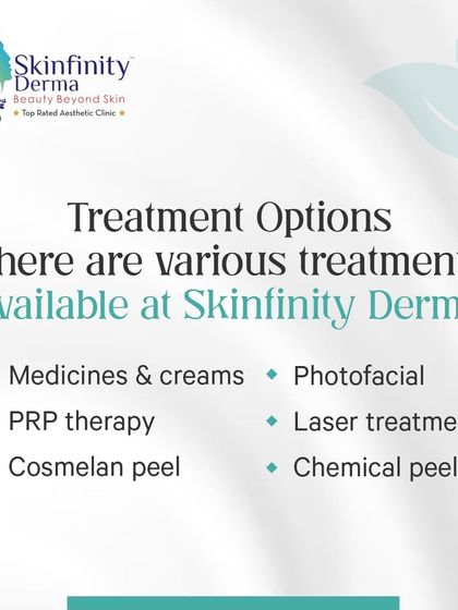 We offer a variety of treatment options for hyperpigmentation. Depending on the root cause, we may recommend medicines, creams, PRP therapy, Cosmelan peel, photofacials, or laser treatments to restore an even skin tone.