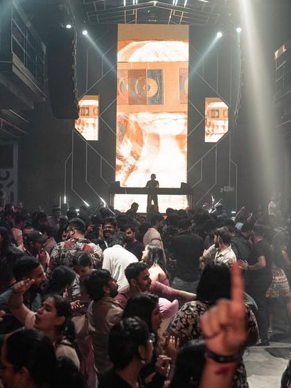 A view of the packed floor at a corporate party for Razorpay. The energy was electric all night.