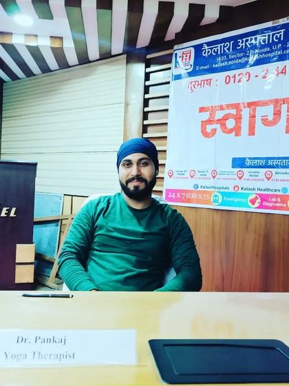 My consultation desk at the BHEL health camp. As a yoga therapist, my role is to diagnose issues from a yogic perspective and prescribe therapeutic practices.