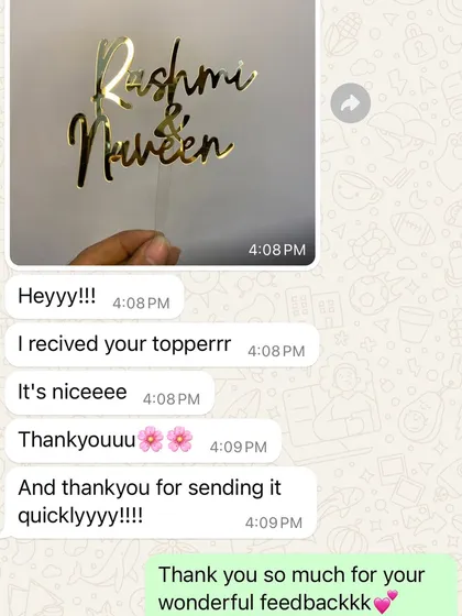 "Heyyy!!! I recived your topperrr, It's niceeee. Thankyouu and thankyou for sending it quicklyyy!!!" Quick delivery and a nice product, that's the goal!