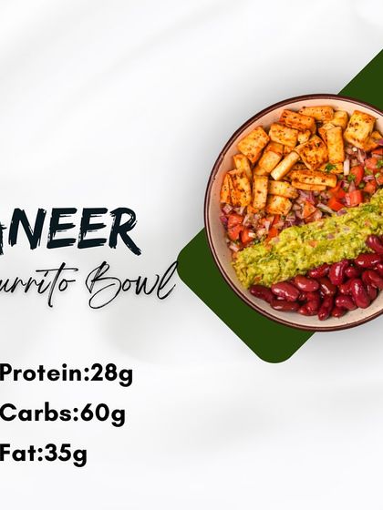 Our Paneer Burrito Bowl is a complete meal in itself. It packs 28g of protein and is loaded with fiber from kidney beans and fresh vegetables, making it a delicious and filling option for any time of day.