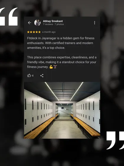 "A hidden gem for fitness enthusiasts." Abhay Sreekant's review points out our certified trainers, modern amenities, and friendly vibe, making us a standout choice for your fitness journey.