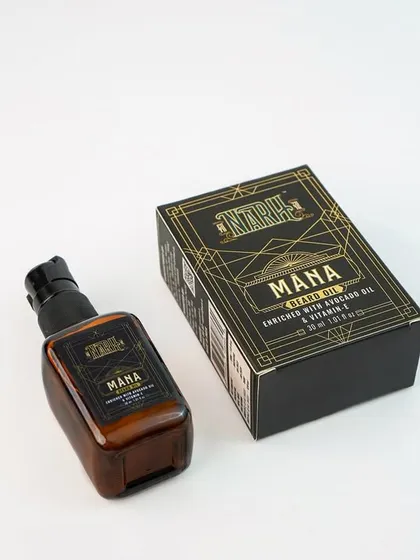 A classic e-commerce shot for a men's grooming brand, featuring the product and its packaging. The clean, white background ensures the focus is entirely on the product, which is essential for clear listings on websites and apps like Amazon.