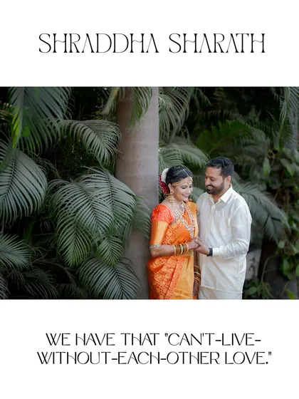 A beautifully designed portrait introducing the couple, perfectly capturing their deep connection and love for each other.