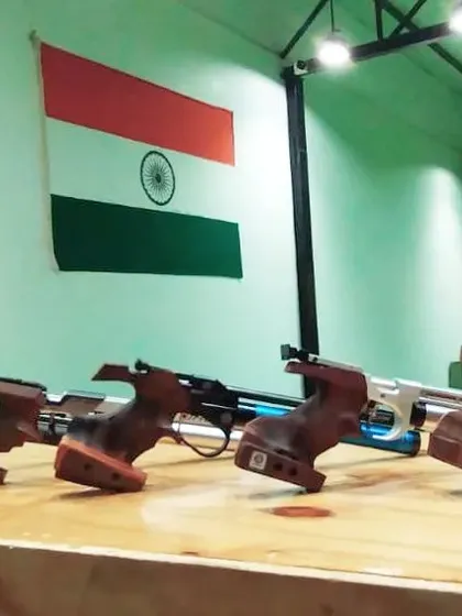 We take our equipment seriously. Here’s a lineup of some of our world-class air pistols, including Steyr, Walther, and Pardini, ready for your session.