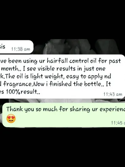 A duplicate of a great review. The user saw results in one week for hair fall control and loved the lightweight feel of the oil.