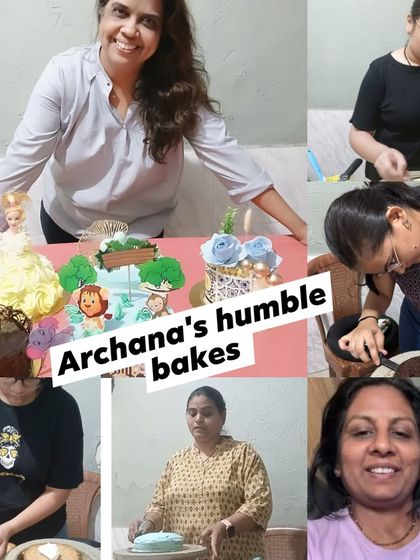 This collage captures the spirit of my workshop: me guiding students, everyone getting hands-on experience, and the amazing final cakes we create together.