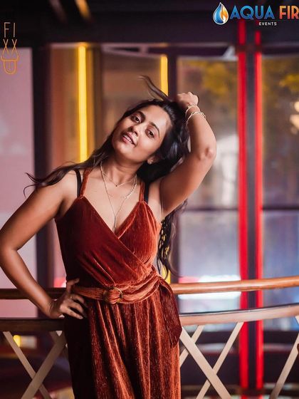 A beautiful, relaxed pose from someone enjoying the party.