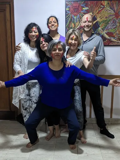 Inviting unlimited abundance into our lives. A fun group photo from our Holi celebration at the studio, filled with color and happiness.